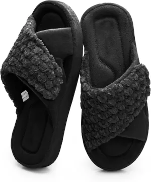 Women's Orthotic Slippers with Arch Support Adjustable Orthopedic Slipper Memory Foam Ladies House Shoes Indoor Slip On for Plantar Fasciitis