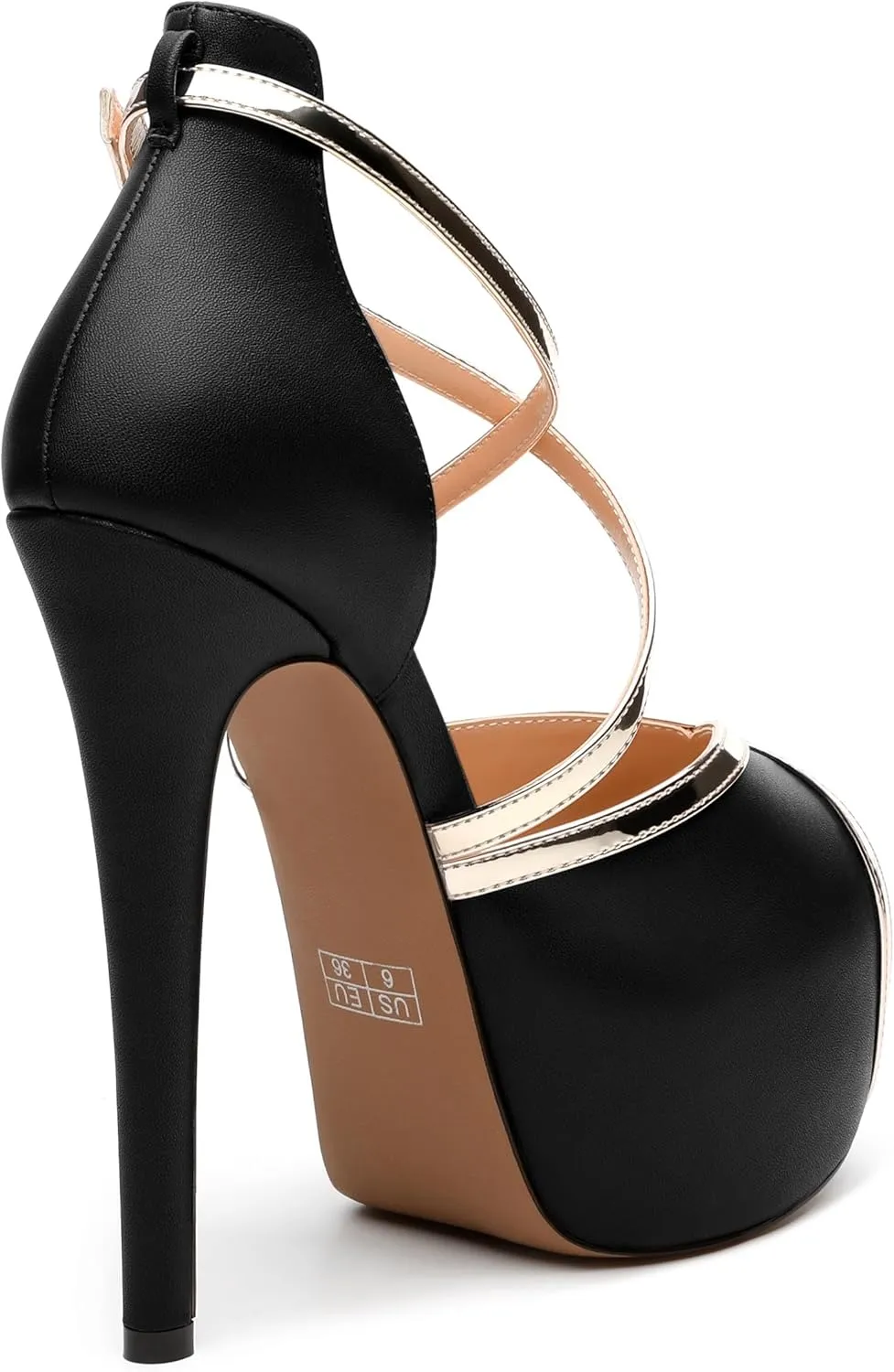 Womens Platform Sandals Stiletto Heels Round Toe High Heels Fashion Cross Body Strap Open Toe Buckle Heeled Sandal Shoes