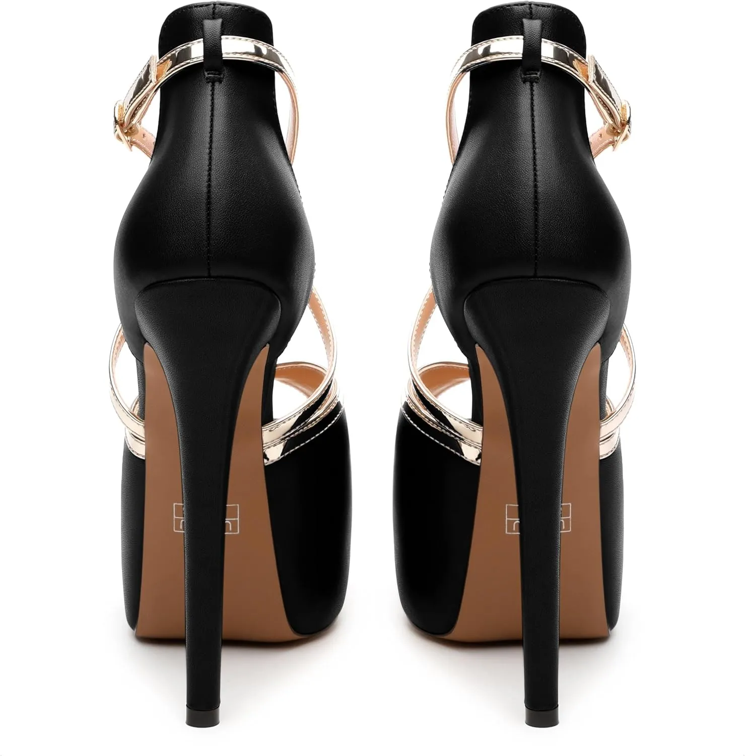 Womens Platform Sandals Stiletto Heels Round Toe High Heels Fashion Cross Body Strap Open Toe Buckle Heeled Sandal Shoes
