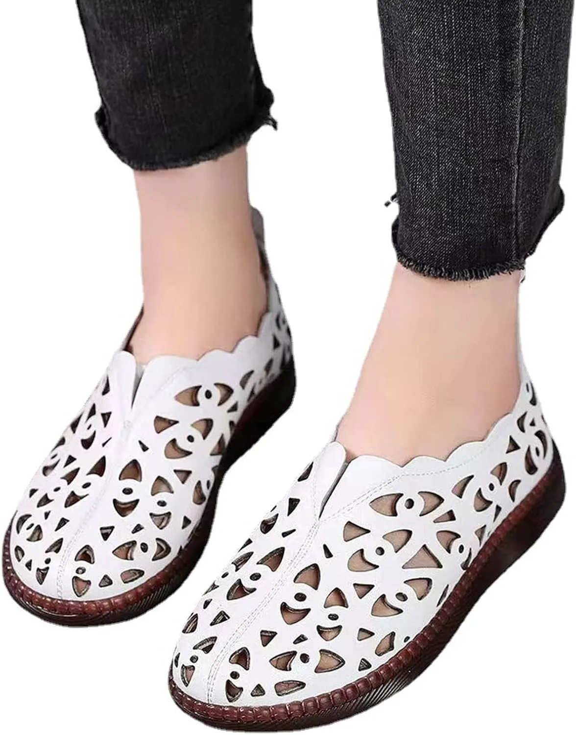 Women's Slip-On Sandals Comfortable Hollow Out Loafers Casual Closed Toe Flats Breathable Sandal Summer Footwear