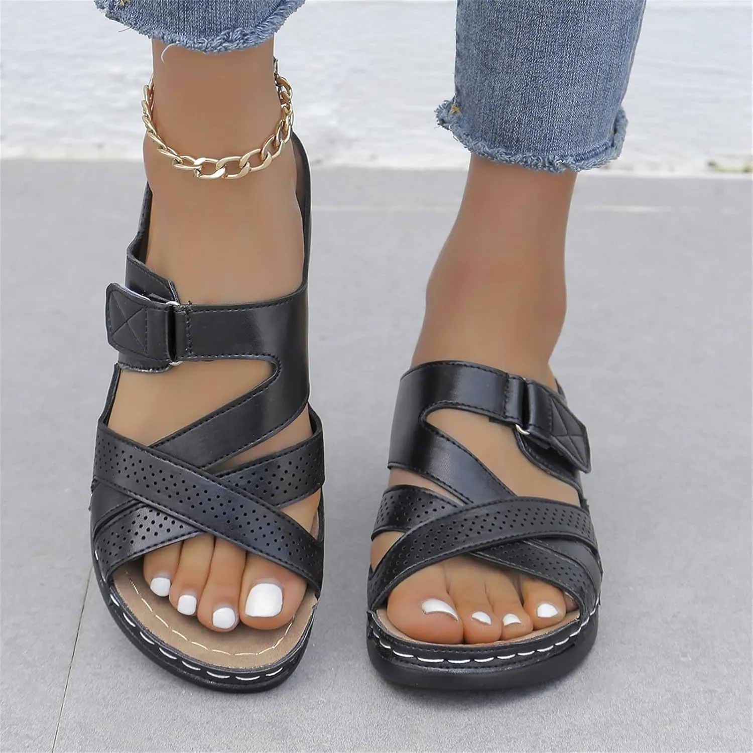 Womens Slip On Slippers Slippers Hollow Casual Slippers Slope Bottom Shoes Sandals Outside Slippers for Women