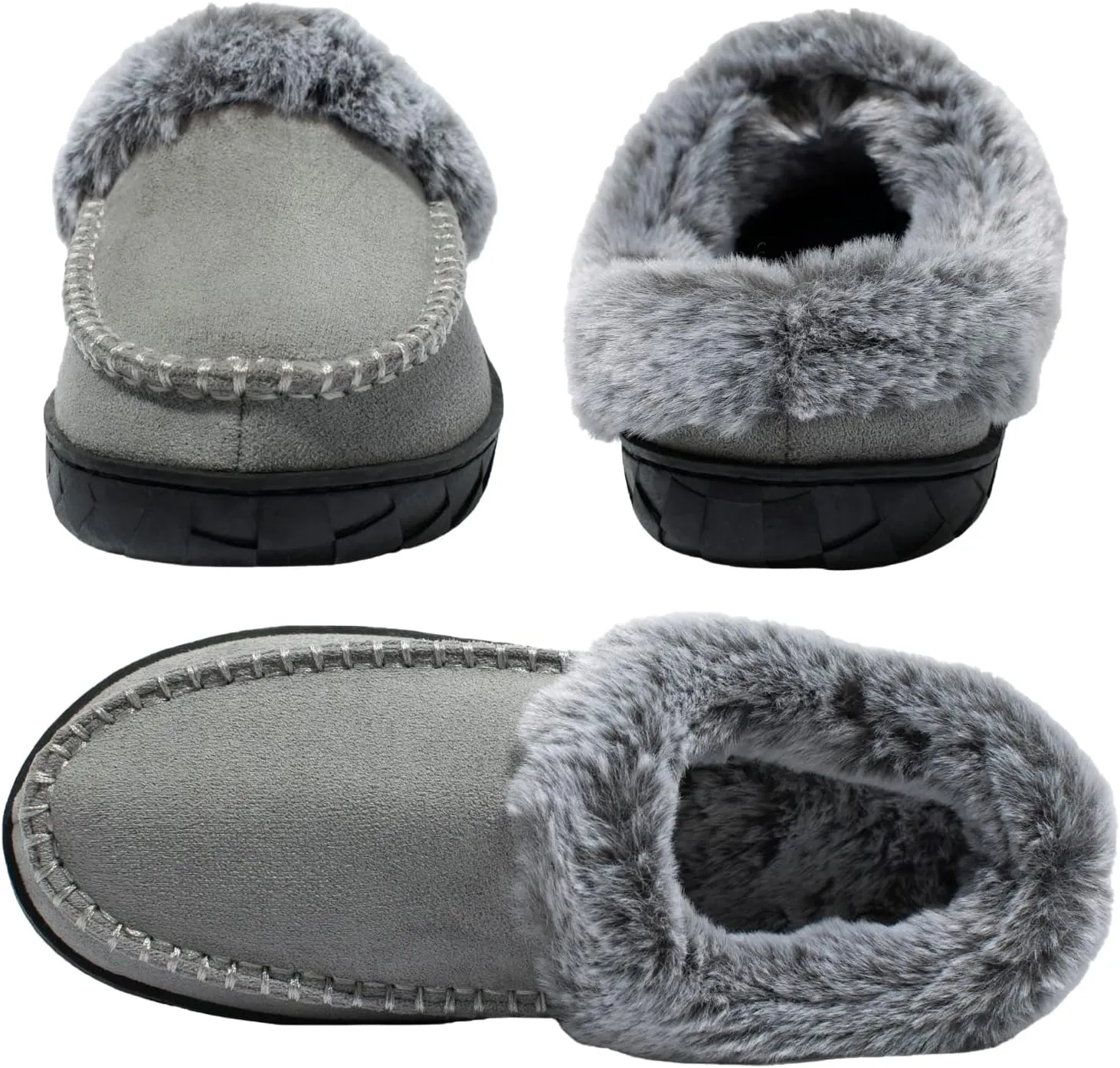 Women's Slippers Suede Moccasin Fuzzy Lined Memory Foam House Shoes for Indoor Outdoor