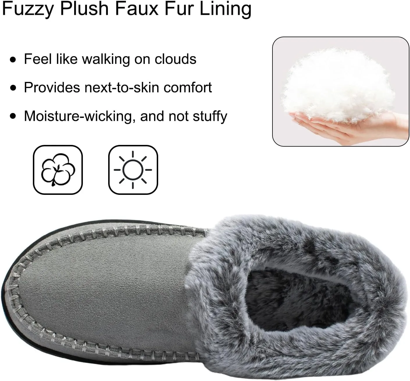 Women's Slippers Suede Moccasin Fuzzy Lined Memory Foam House Shoes for Indoor Outdoor