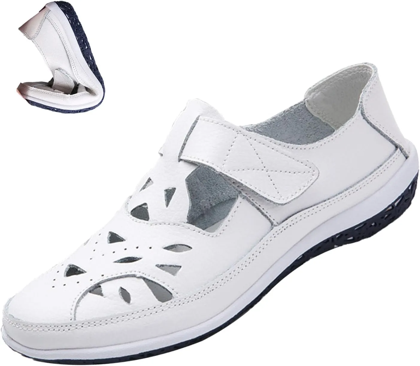 Women's Summer Closed-Toe Leather Sandals,Hollow Breathe Comfy Softsole Boho Gladiator Casual Beach Fisherman Sandal