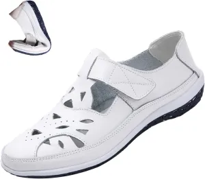 Women's Summer Closed-Toe Leather Sandals,Hollow Breathe Comfy Softsole Boho Gladiator Casual Beach Fisherman Sandal