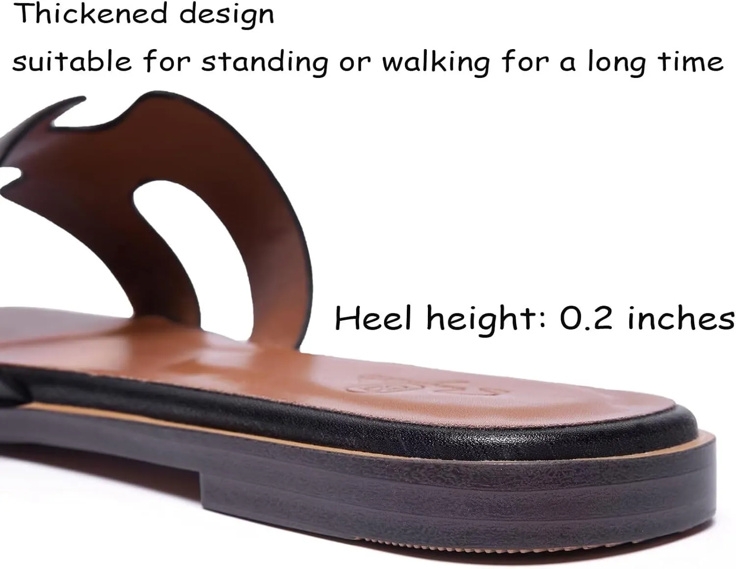 Women's Wide Width Leather Flat Sandals Slipper 2025 Summer Fashion Comfortable Memory Foam Slides for Women Footwear