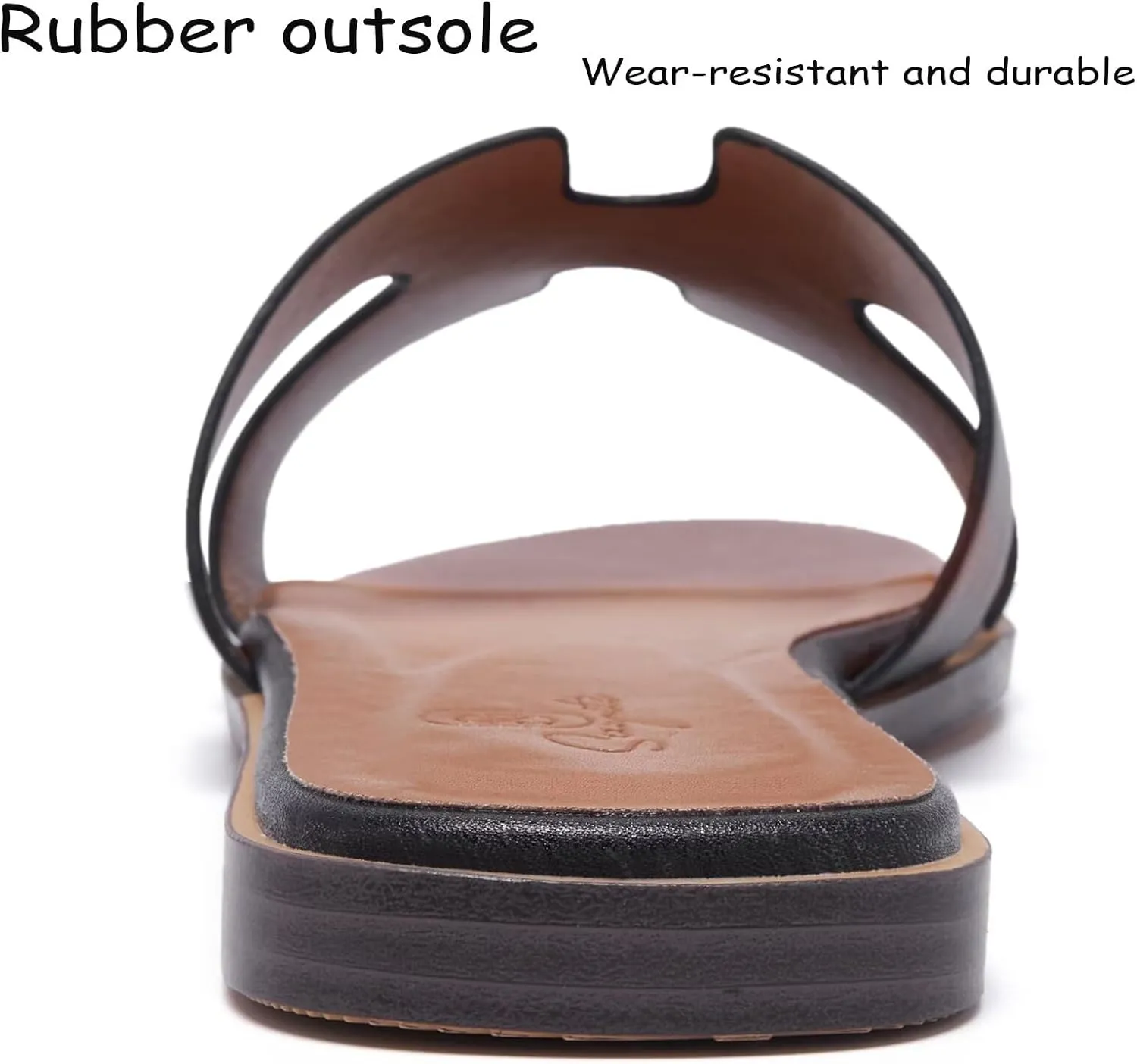 Women's Wide Width Leather Flat Sandals Slipper 2025 Summer Fashion Comfortable Memory Foam Slides for Women Footwear