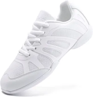 Youth Cheer Shoes Girls White Cheerleading Shoes Dance Athletic Training Breathable Fabric Dancing Lightweight Competition Comfortable Sport Kids Girls Cheer Sneakers