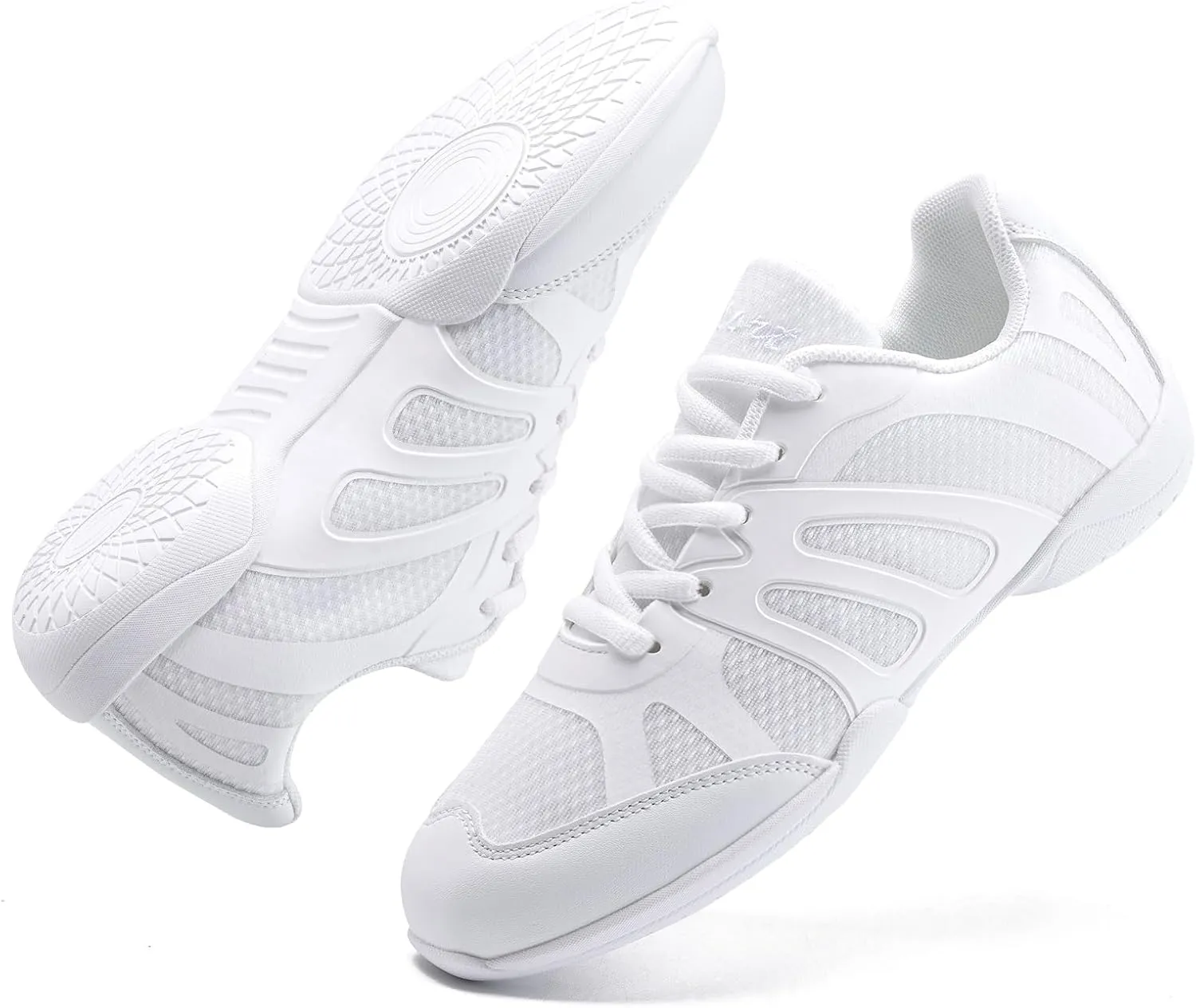Youth Cheer Shoes Girls White Cheerleading Shoes Dance Athletic Training Breathable Fabric Dancing Lightweight Competition Comfortable Sport Kids Girls Cheer Sneakers