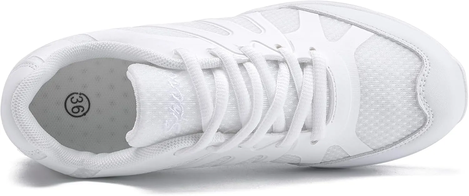 Youth Cheer Shoes Girls White Cheerleading Shoes Dance Athletic Training Breathable Fabric Dancing Lightweight Competition Comfortable Sport Kids Girls Cheer Sneakers