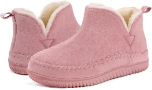 Zizor Women's Moccasin Bootie Slippers with Cosy Memory Foam, Ladies' Toasty Slip on House Shoes with Hard Outdoor Indoor Rubber Sole