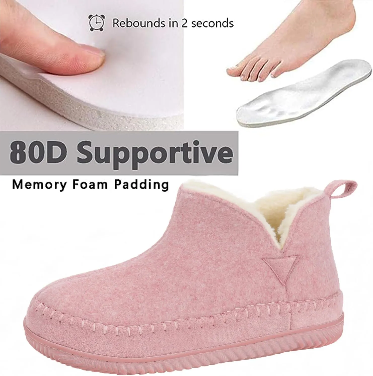 Zizor Women's Moccasin Bootie Slippers with Cosy Memory Foam, Ladies' Toasty Slip on House Shoes with Hard Outdoor Indoor Rubber Sole