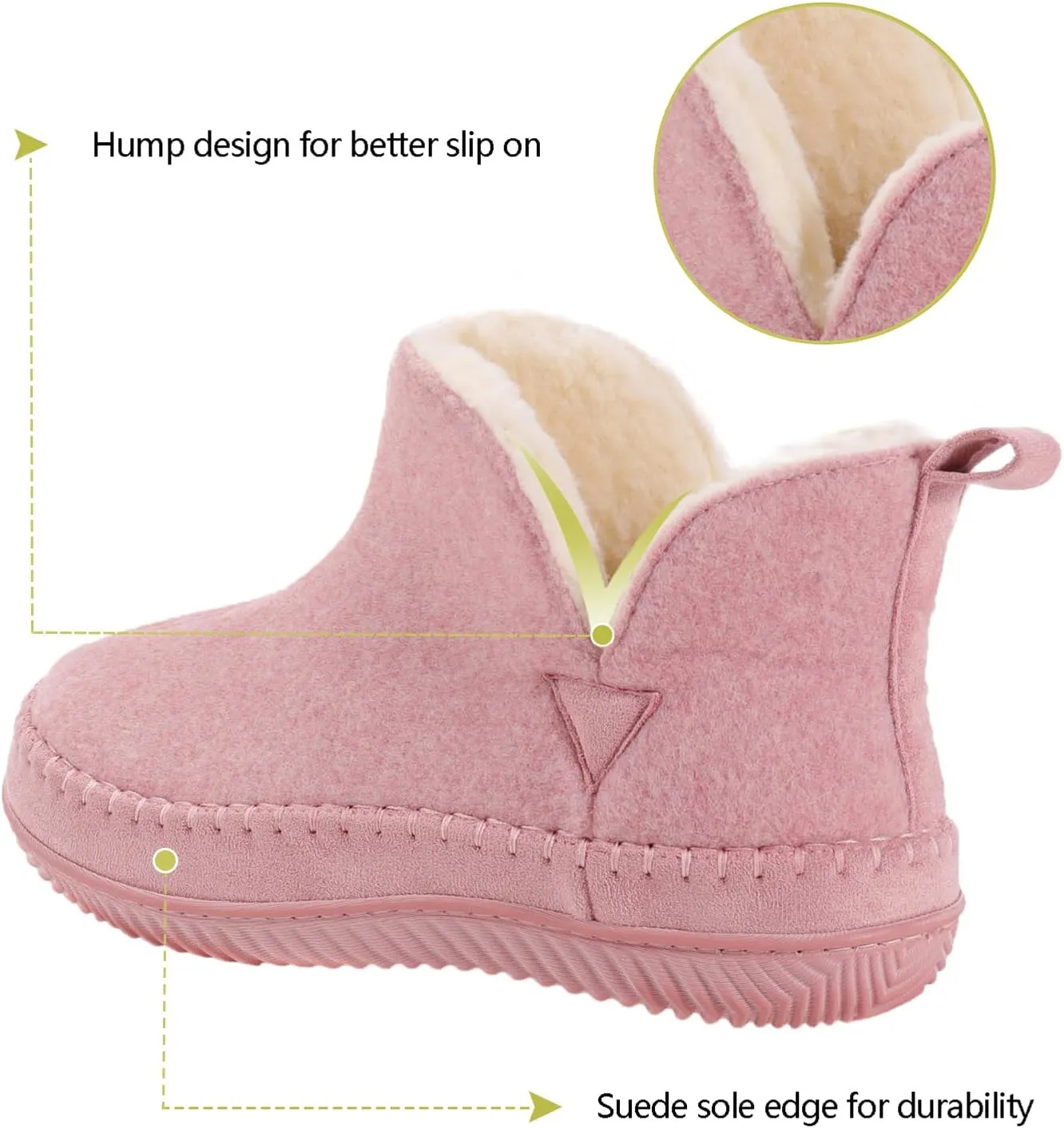 Zizor Women's Moccasin Bootie Slippers with Cosy Memory Foam, Ladies' Toasty Slip on House Shoes with Hard Outdoor Indoor Rubber Sole